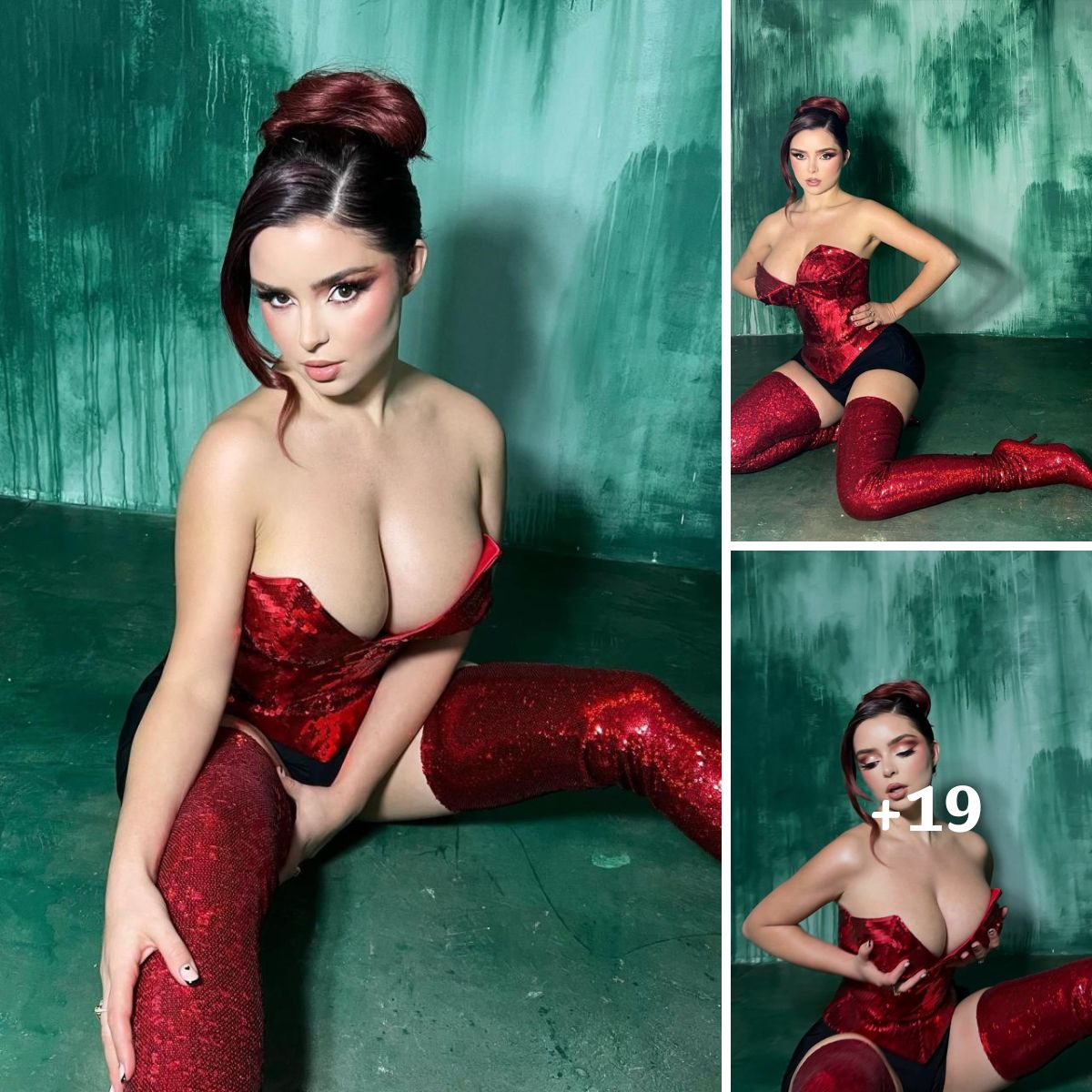 Demi Rose In A Tiny Red Corset Grabs Her Large Chest With Both Hands Wowi News